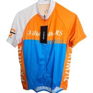 Primal Mens Cycle Jersey Sport Cut I Ride With MS Size M Bike Raglan Cycling NWT